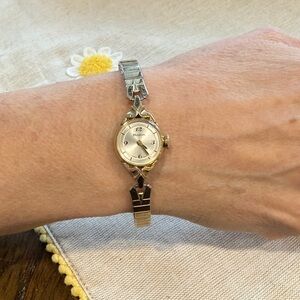 Bulova Women's 10k RGP Manual Wind 15mm Gold Watch w/ Stretch Bracelet